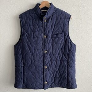 Luciano Barbera Italy Navy Blue Quilted Cotton Gilet Vest Size 52 Sartorial Prep